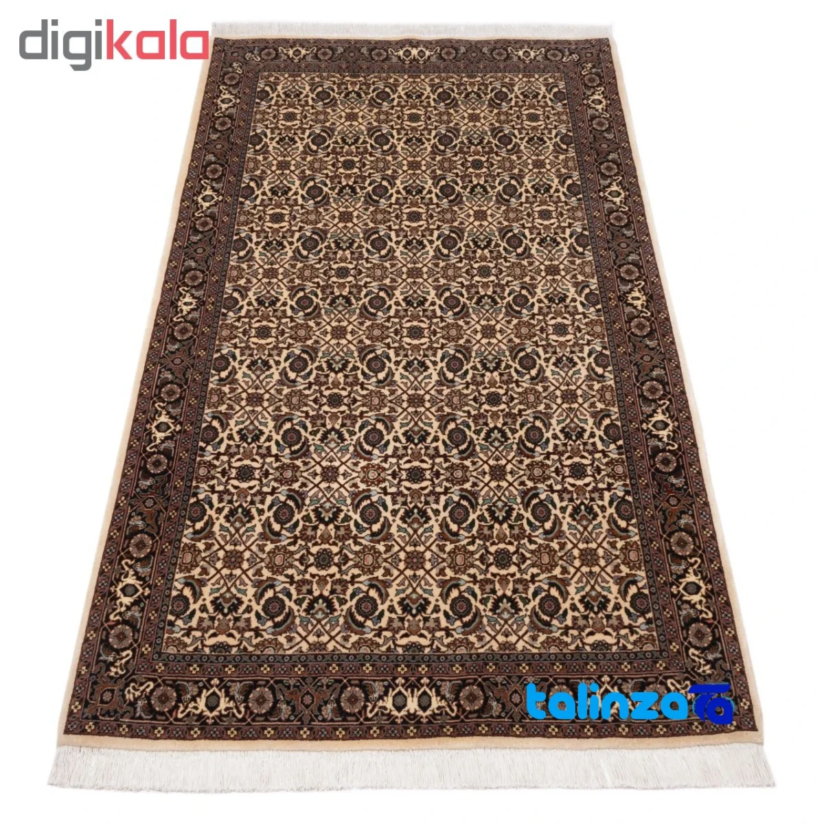 Corner detail of C Persia Handwoven Rug - Elegant Cream Design binding and edges