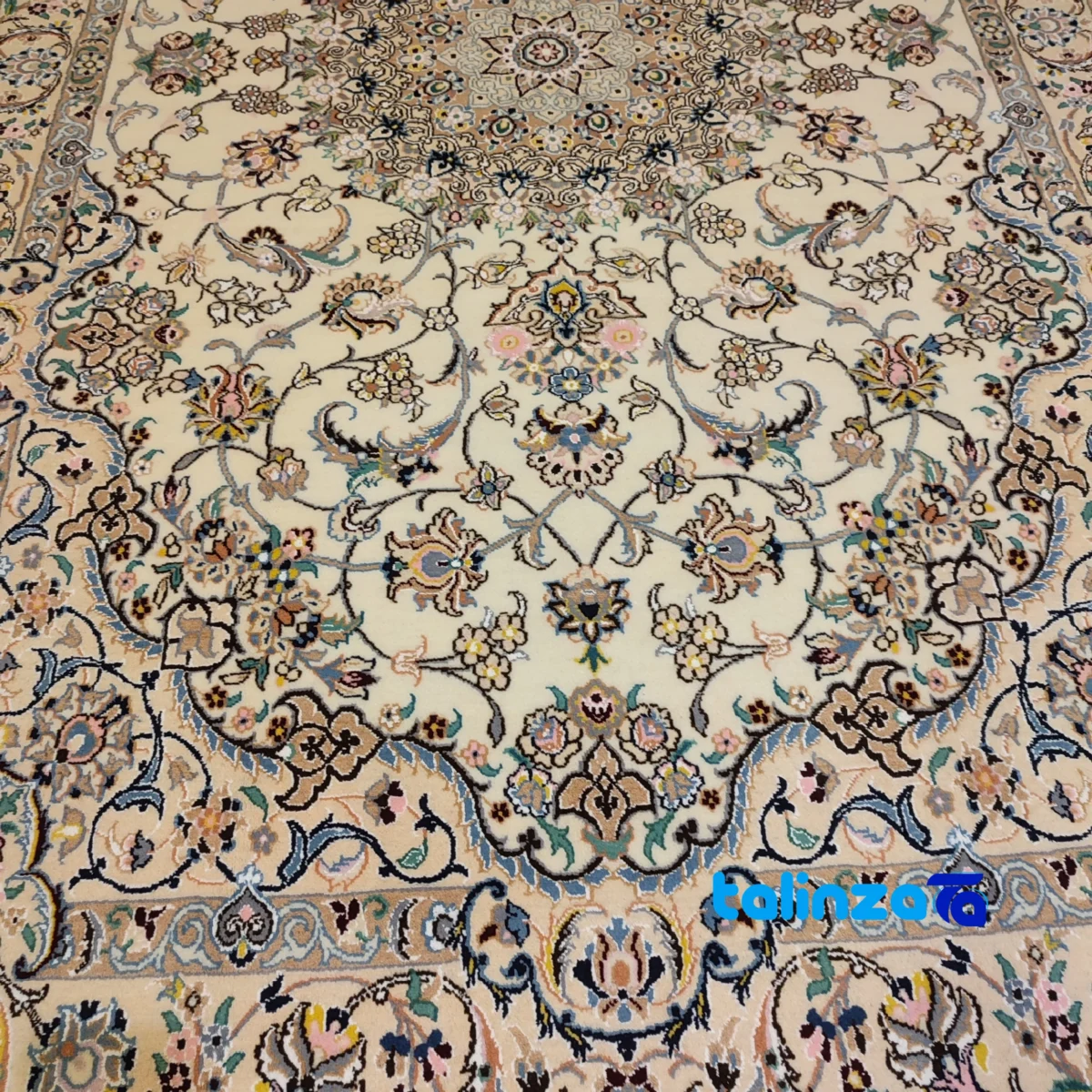 Nain Handwoven Carpet Design Code 44 - Corner detail showing binding and edges