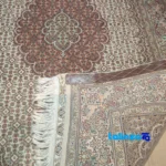 Handwoven Persian Rug Fish Design AA - Edge view showing border and finishing