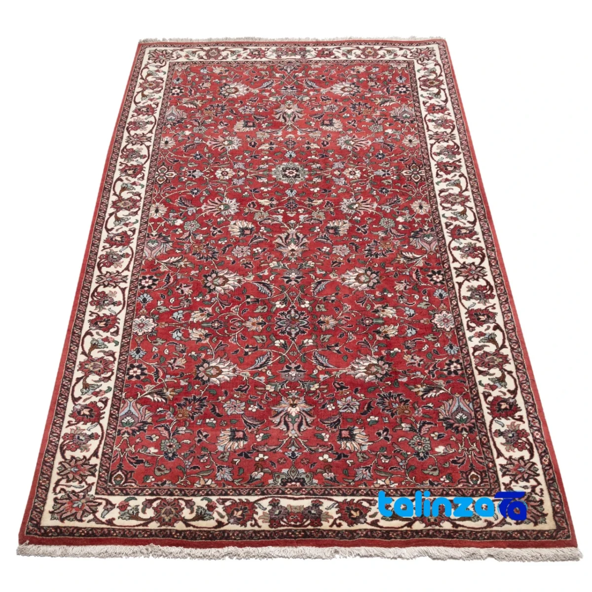 Persia Handwoven Carpet Stunning Red Design border and finishing (Edge view)