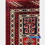 Turkmen Handwoven Rug Red NKP.RJ Hand wash - Edge view showing border and finishing