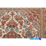 Persian Handwoven Rug Latchak Toranj Cream - Corner detail showing binding and edges