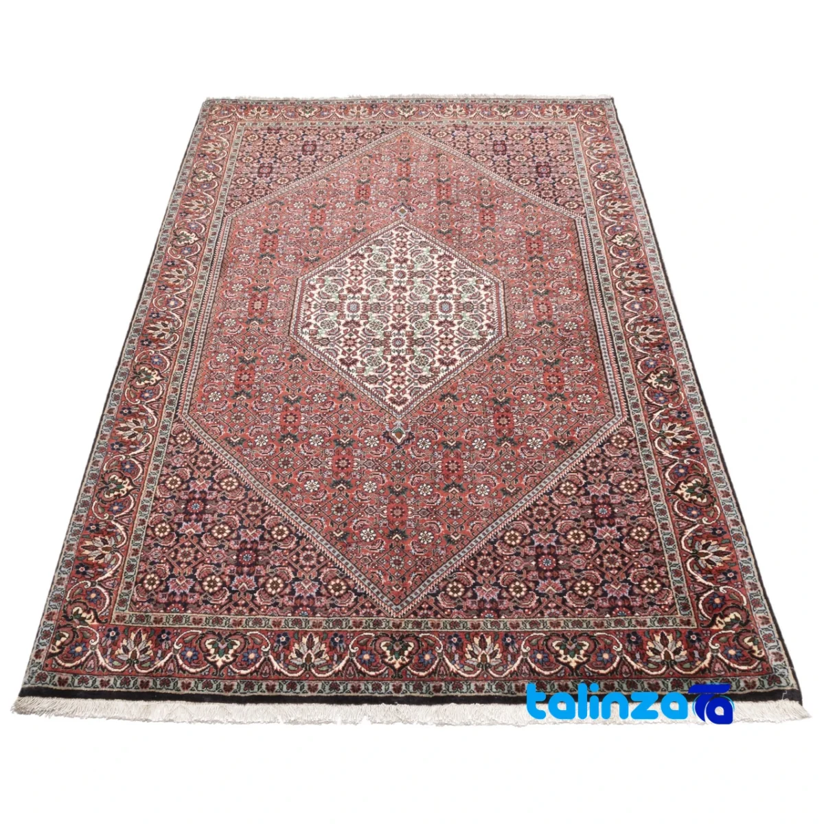 Cypressia Handwoven Rug Red - Edge view showing border and finishing