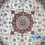 Persian Handwoven Carpet Circular Design Cream border and finishing (Edge view)