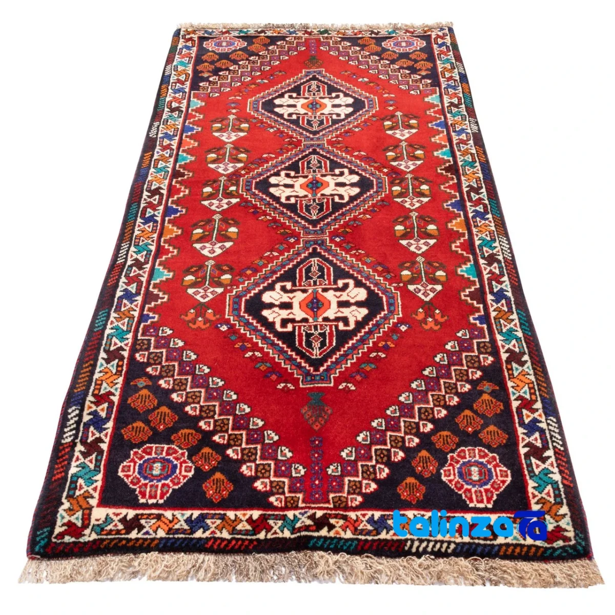 Si Persia Handwoven Rug Red - Edge view showing border and finishing