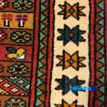 Turkmen Handwoven Rug Red - Corner detail showing binding and edges