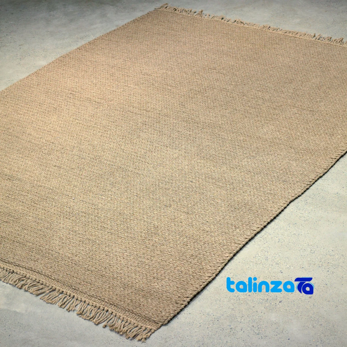 Persian Handwoven Area Rug Modern Design Cream binding and edges (Corner detail)