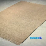 Persian Handwoven Area Rug Modern Design Cream binding and edges (Corner detail)