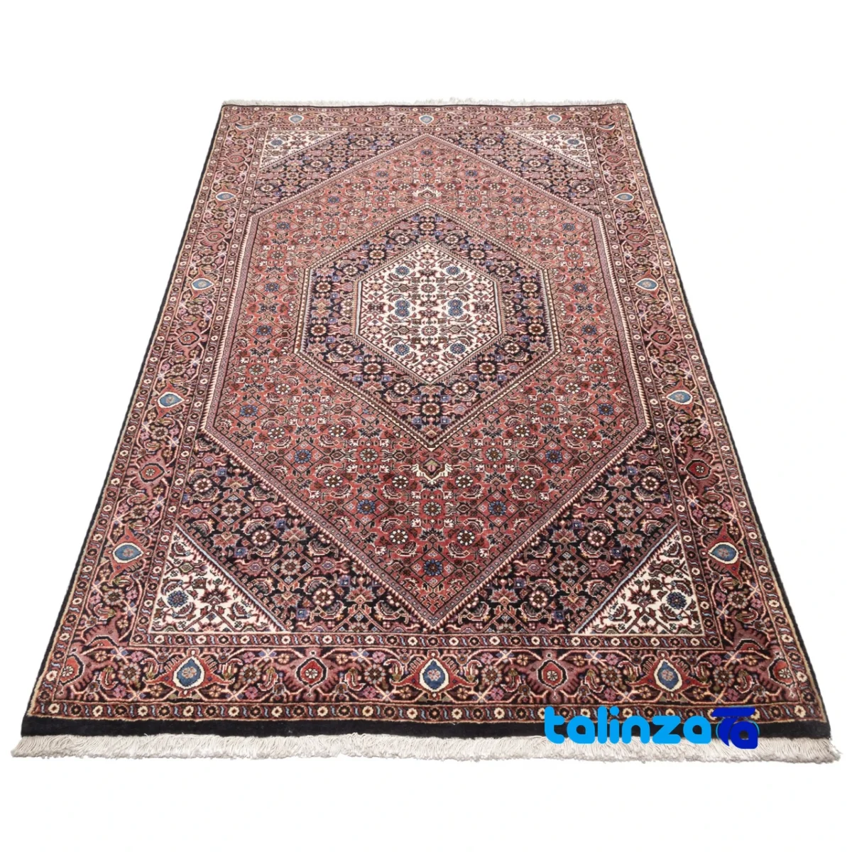 Si Persia Handwoven Carpet Red Design - Corner detail showing binding and edges