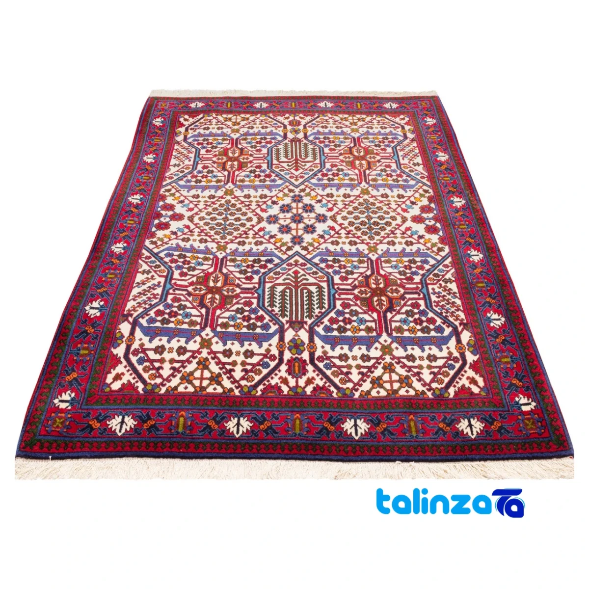 Persia Carpets Handwoven Rug Elegant Cream Design border and finishing (Edge view)