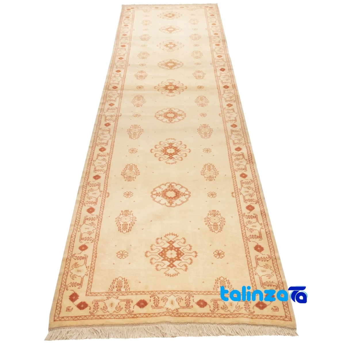 Cypress Handwoven Runner Rug Elegant Gold Design binding and edges (Corner detail)