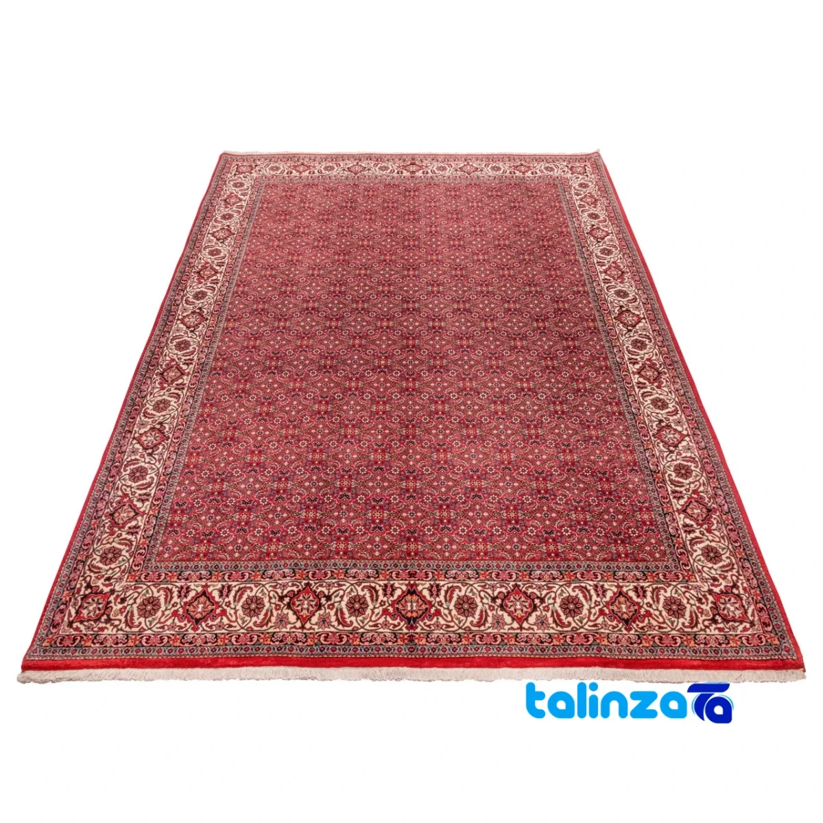 Corner detail of C Persia Handwoven Rug Elegant Design binding and edges
