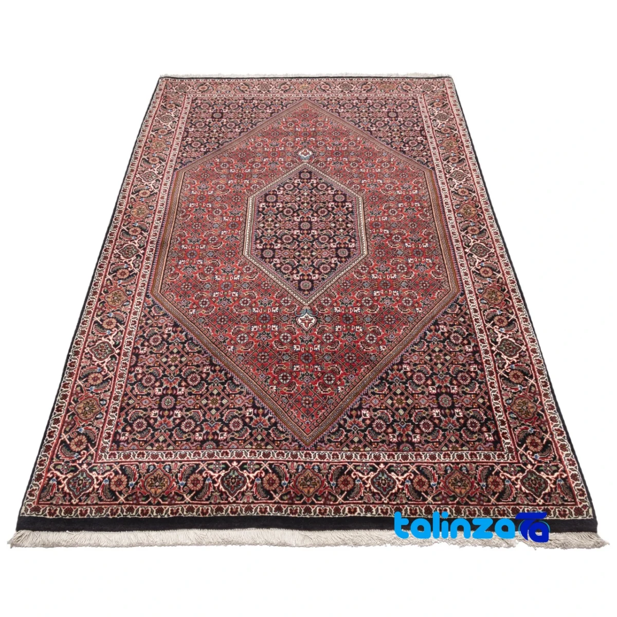 Corner detail of Si Persia Handwoven Rug Red 184x110 cm binding and edges