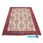 Corner detail of Persia Handwoven Carpet Beige Design 187204 binding and edges