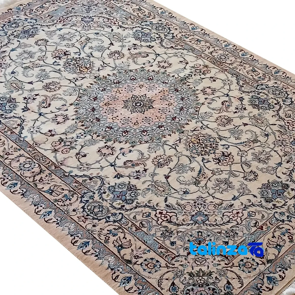 Nain Handwoven Carpet Latchak Design Cream border and finishing (Edge view)