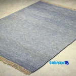 Handwoven Blue Modern Carpet - Code 21 Hand wash only binding and edges (Corner detail)