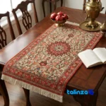 Handwoven Persian Rug Turanj Design Cream - Corner detail showing binding and edges