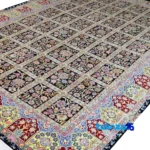 Nain Handwoven Carpet Rectangular Rich Blue Design binding and edges (Corner detail)