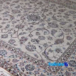 Nain Handwoven Carpet Square Design Cream binding and edges (Corner detail)