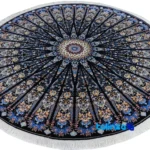 Nain Handwoven Round Carpet 3. Unique Design Navy - Edge view showing border and finishing