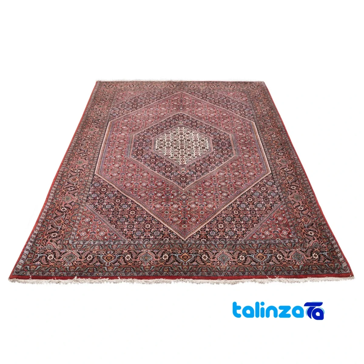 Edge view of Si Persia Handwoven Carpet Rich Red Design 243x168x2 cm border and finishing