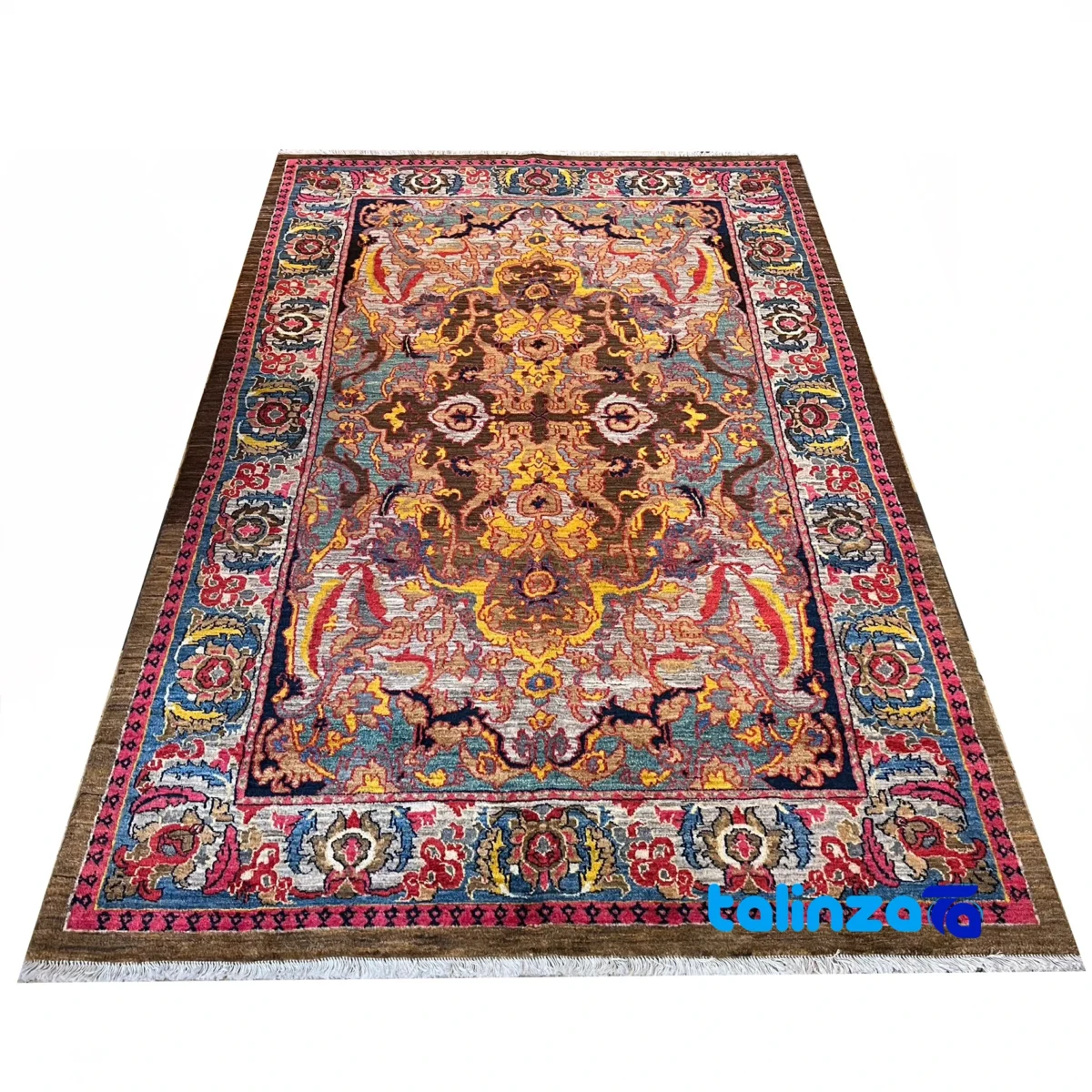 Edge view of Handwoven Carpet Modern Design Colorful border and finishing