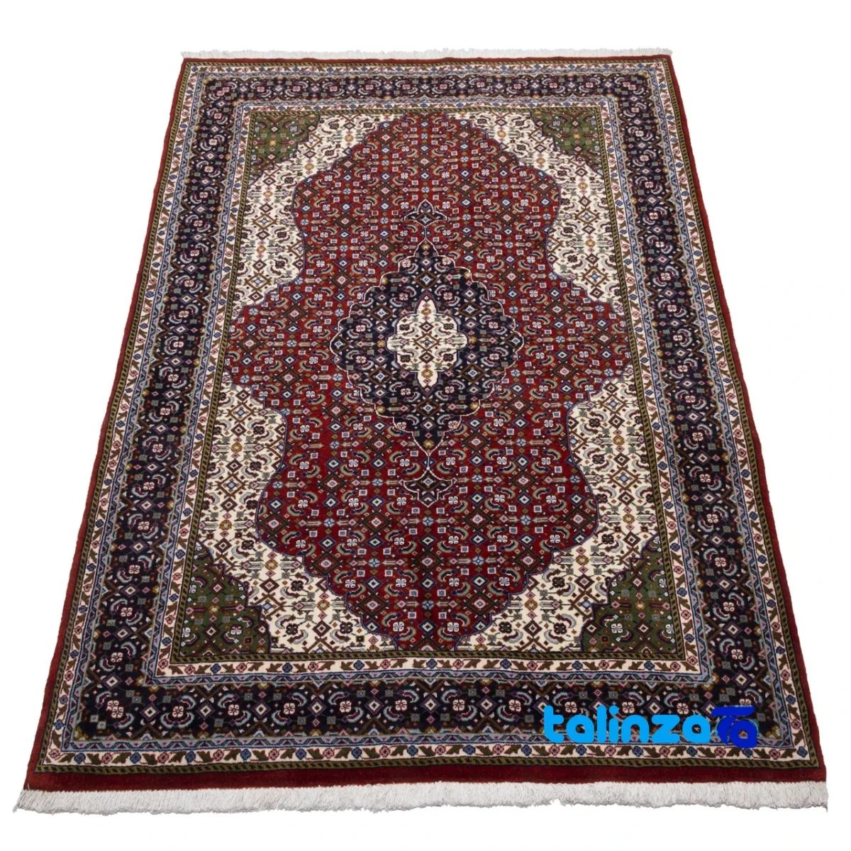 Edge view of Persia Handwoven Carpet Luxurious Red Design border and finishing