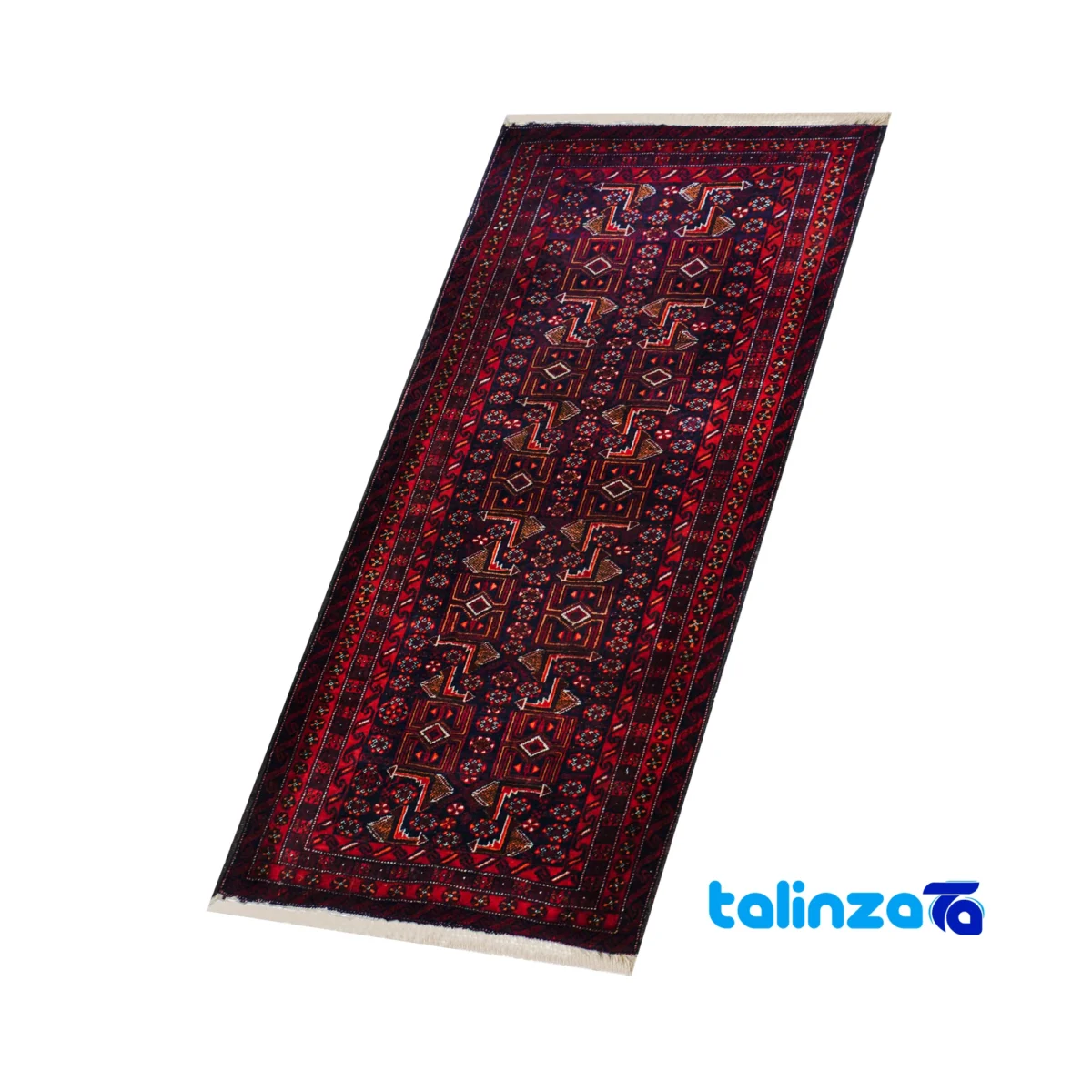 Baloch Handwoven Area Rug - Traditional Natural Dye - Edge view showing border and finishing