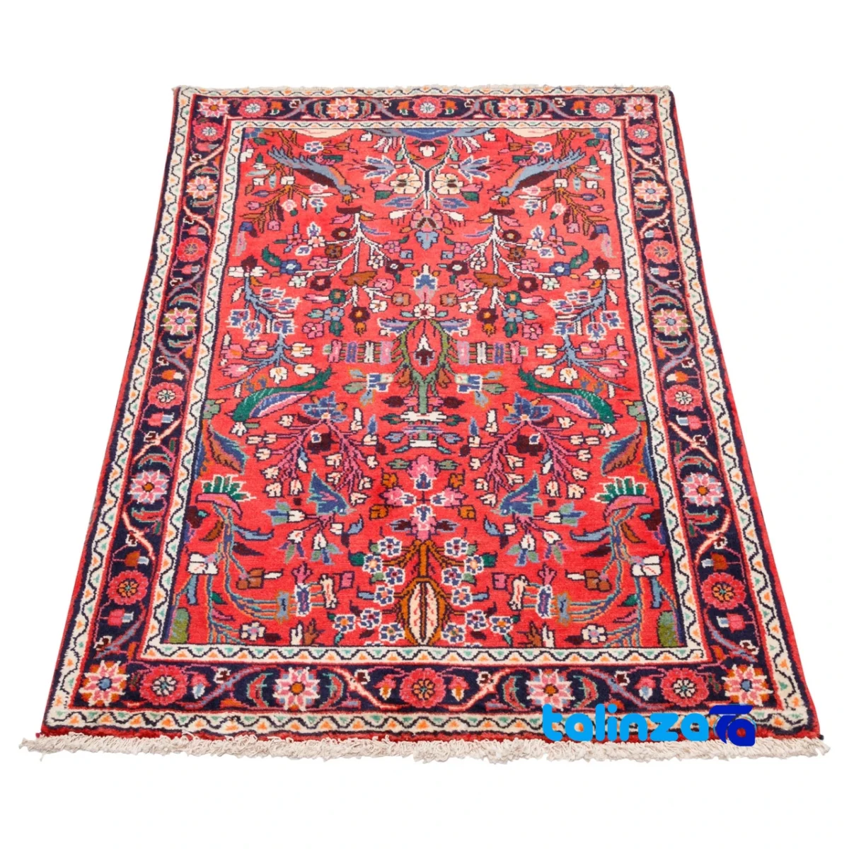 Persia Handwoven Carpet Red 125 x 82 - Corner detail showing binding and edges