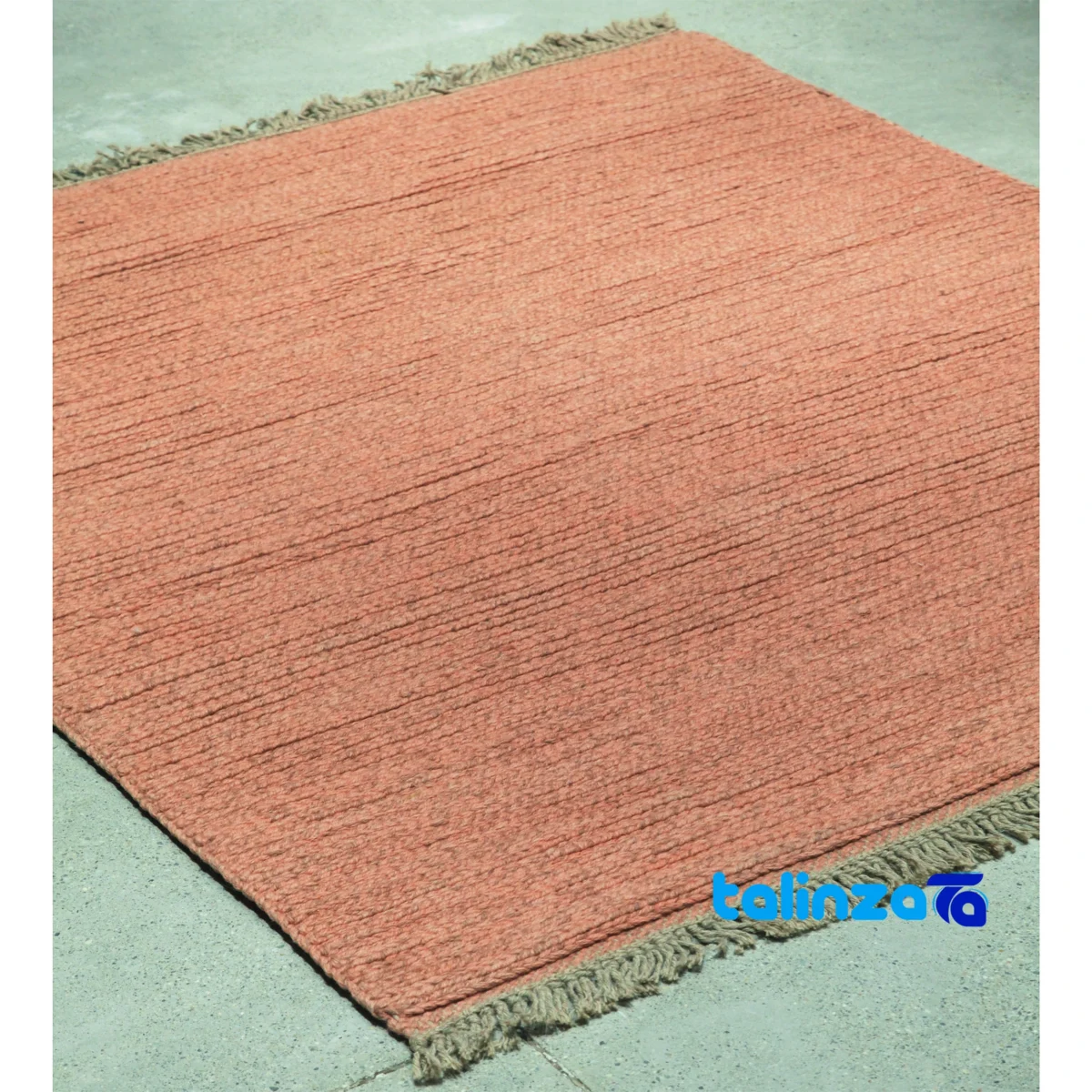 Moroccan Handwoven Carpet Peach border and finishing (Edge view)