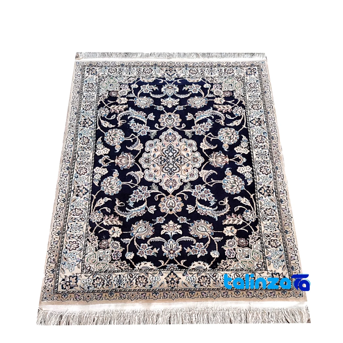 Edge view of Nain Handwoven Carpet - Traditional Natural Dyes border and finishing