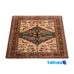 Corner detail of Persian Handwoven Rug Baloch Design Natural Dye Cream binding and edges