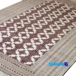 Turkmen Handwoven Carpet Silk Pile Cream Hand wash only - Corner detail showing binding and edges