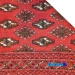 NKP Handwoven Area Rug Red Traditional Design binding and edges (Corner detail)