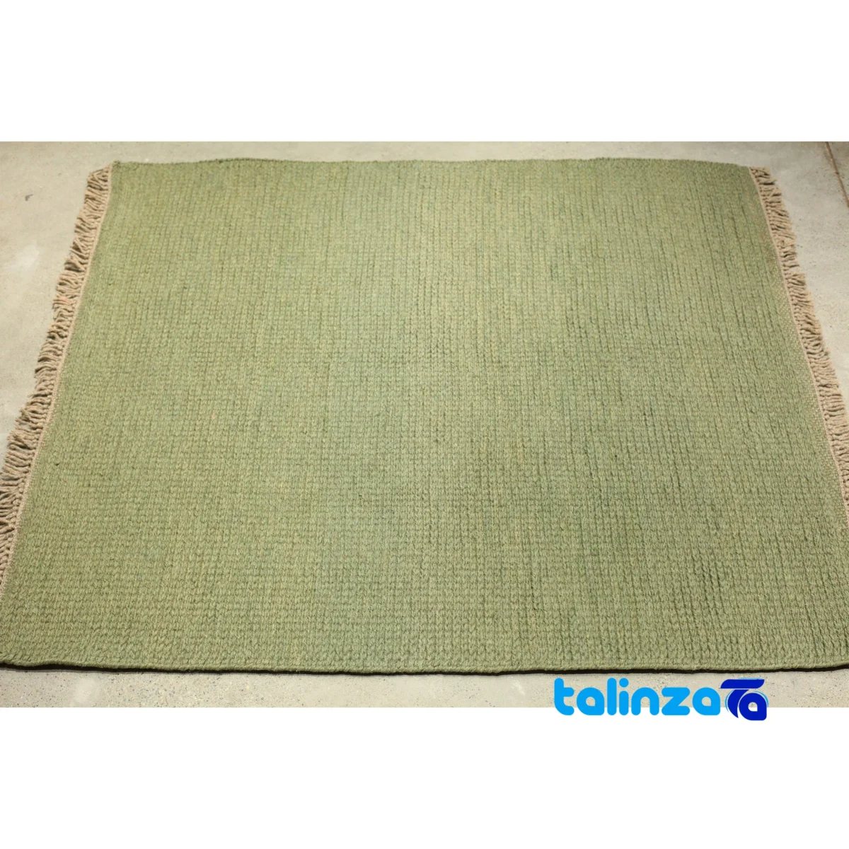 Moroccan Handwoven Rug Green border and finishing (Edge view)