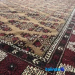 Turkmen Handwoven Carpet Unique Design Brown binding and edges (Corner detail)