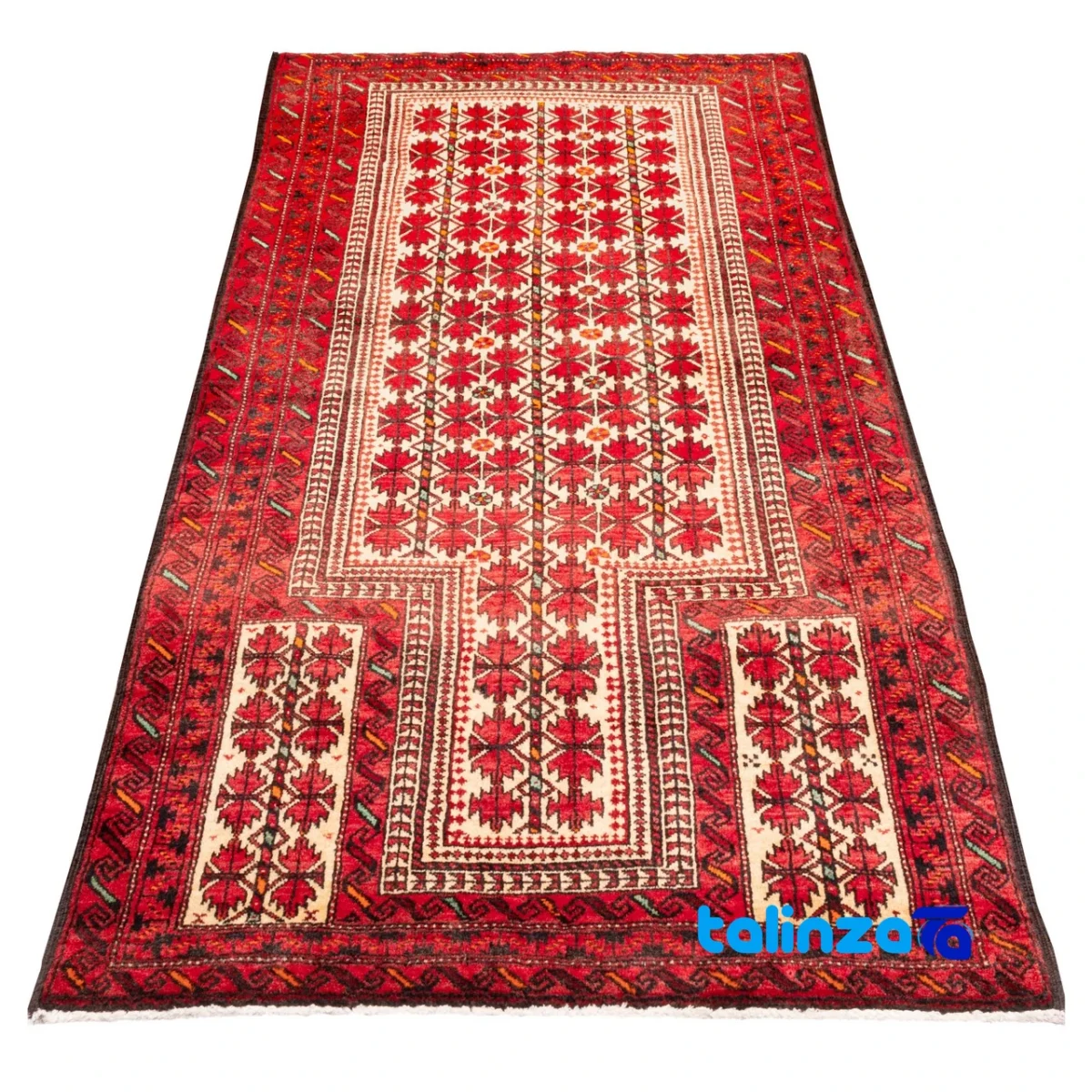 Persia Handwoven Rug Unique Design - Corner detail showing binding and edges