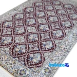 Nain Handwoven Carpet Red Floral Design - Edge view showing border and finishing