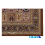Bakayi Handwoven Rug Rectangular Coffee Design Hand wash - Corner detail showing binding and edges