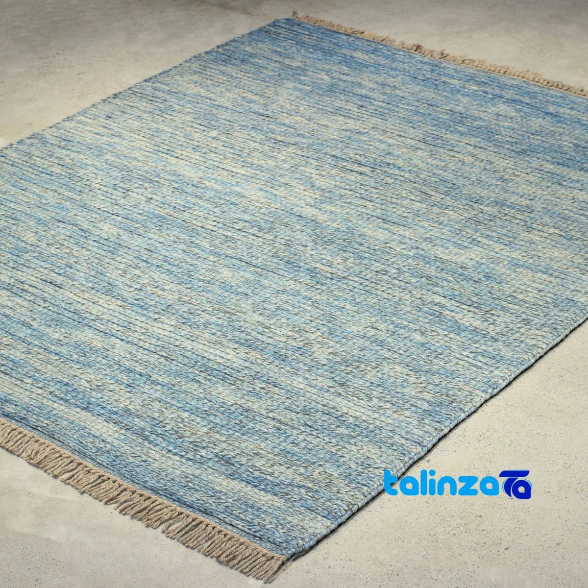 Persian Handmade Moroccan Style Rug Blue - Edge view showing border and finishing