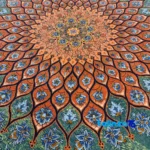 Edge view of Isfahan Handwoven Rug Elegant Design border and finishing