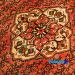 Corner detail of Hamadan Handwoven Carpet Elegant Design binding and edges