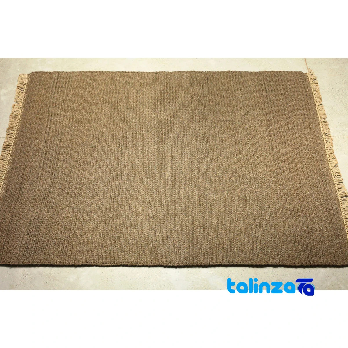Handwoven Carpet Modern Design Brown - Corner detail showing binding and edges