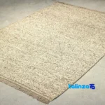 Handwoven Moroccan Rug Model 14 Cream Brown By hand - Corner detail showing binding and edges
