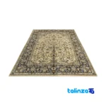 Handwoven Persian Rug YAZD Design Elegant Cream - Corner detail showing binding and edges