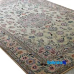 Nain Handwoven Rug Latchak Design Cream - Corner detail showing binding and edges