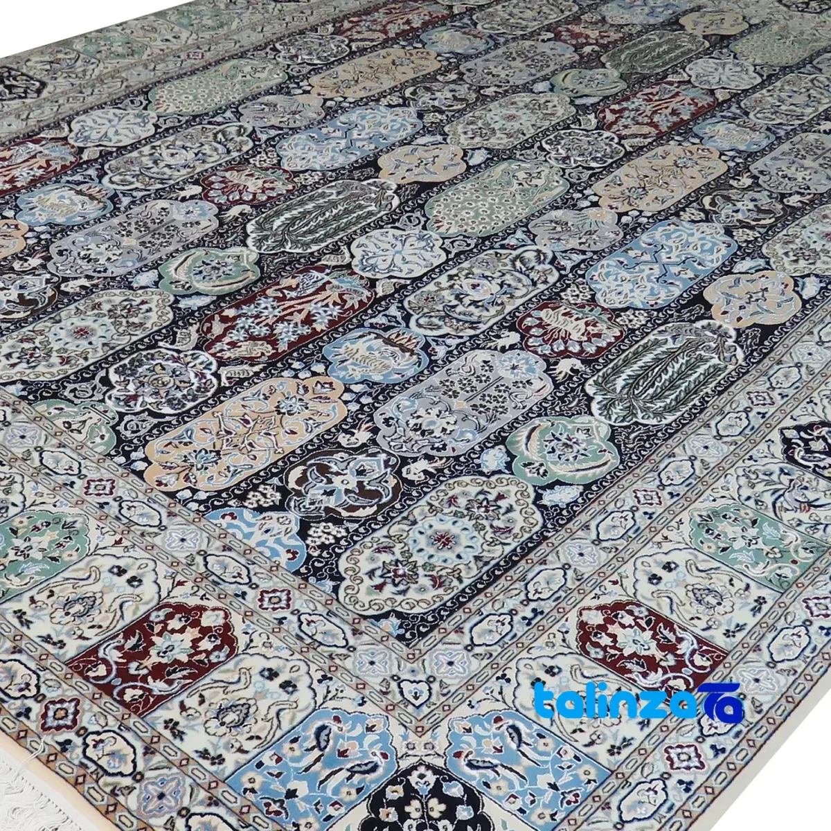 Nain Handmade Carpet Moharamat Design Multi-Color - Edge view showing border and finishing
