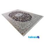Nain Handwoven Carpet - Elegant Lajack Design - Edge view showing border and finishing