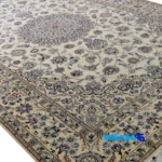 Corner detail of Nain Handwoven Carpet Latchak Design Cream 305x205x0. binding and edges