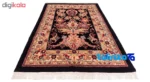 C Persia Handwoven Rug Floral Design Navy - Edge view showing border and finishing